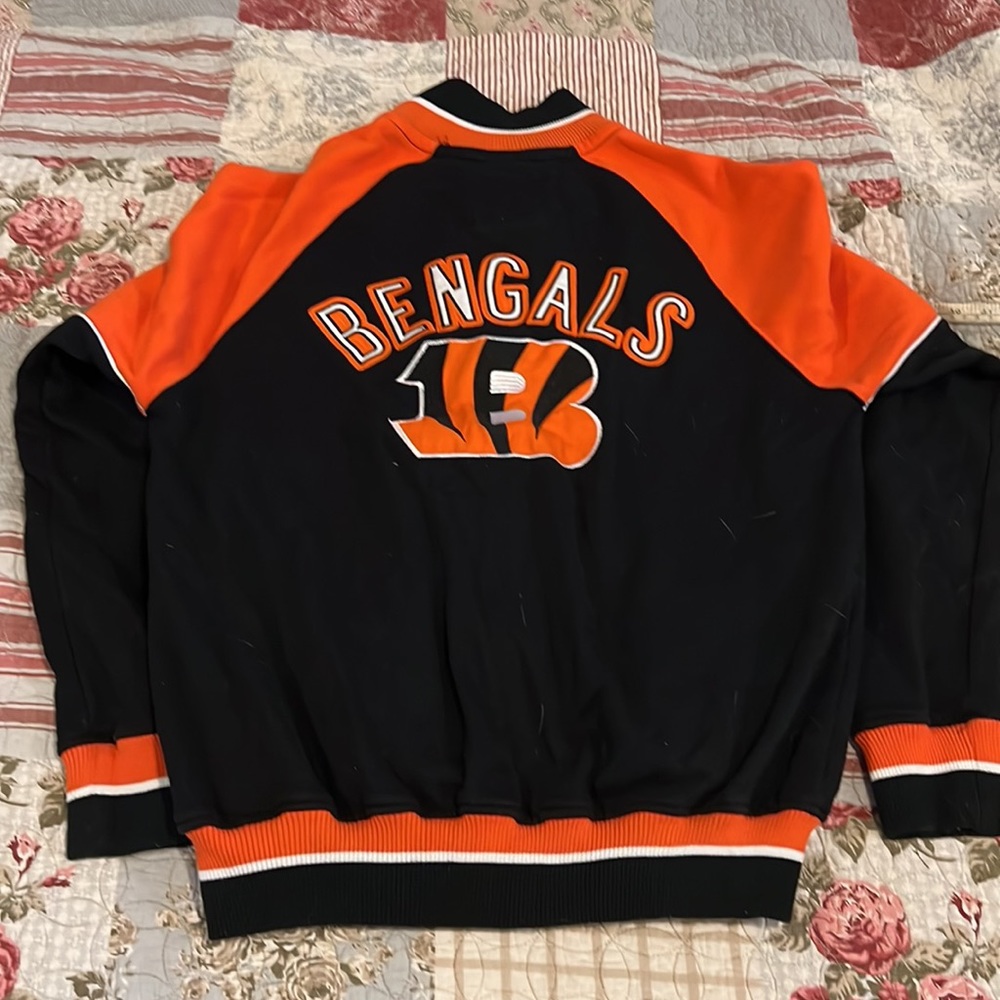 NFL Cincinnati Bengals football zip up embroidered patch sweatshirt lined medium